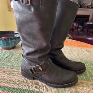 Frye tall black boots with buckles - size 8.5